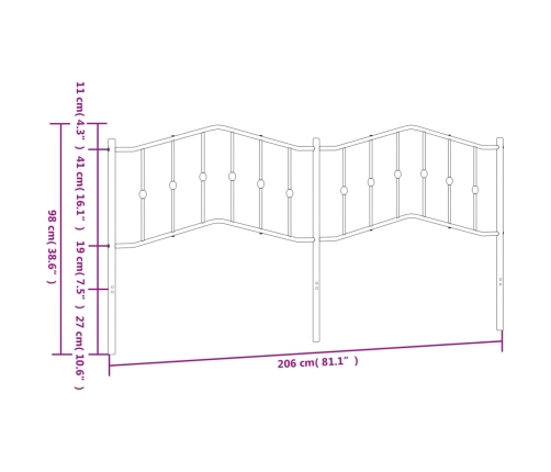 Cabecero de metal blanco 200 cm