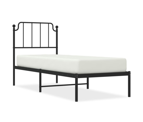 Estructura cama sin colchón con cabecero metal negro 75x190 cm