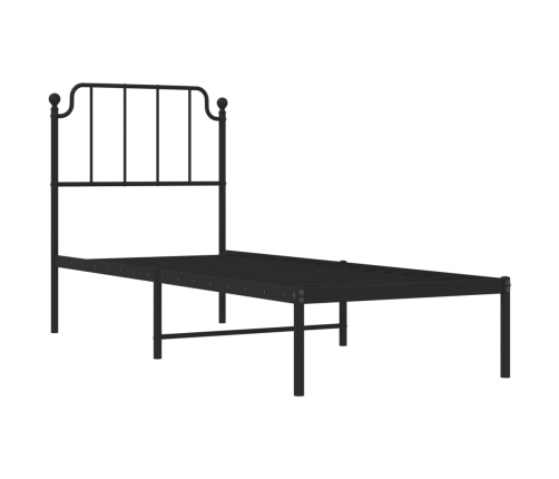 Estructura cama sin colchón con cabecero metal negro 75x190 cm