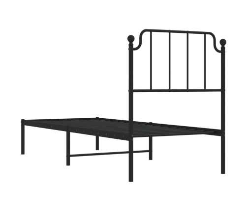 Estructura cama sin colchón con cabecero metal negro 75x190 cm