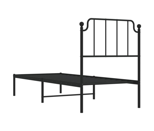 Estructura cama sin colchón con cabecero metal negro 80x200 cm