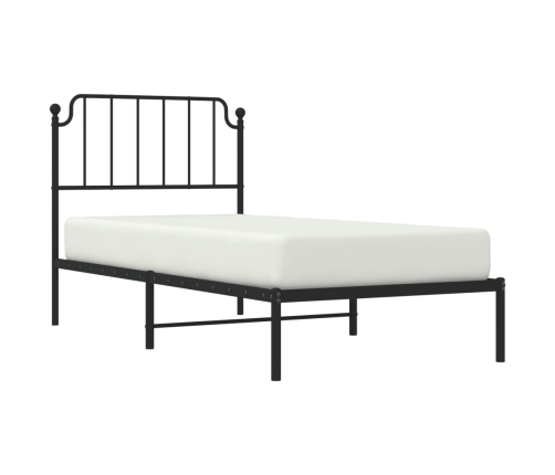 Estructura cama sin colchón con cabecero metal negro 90x190 cm