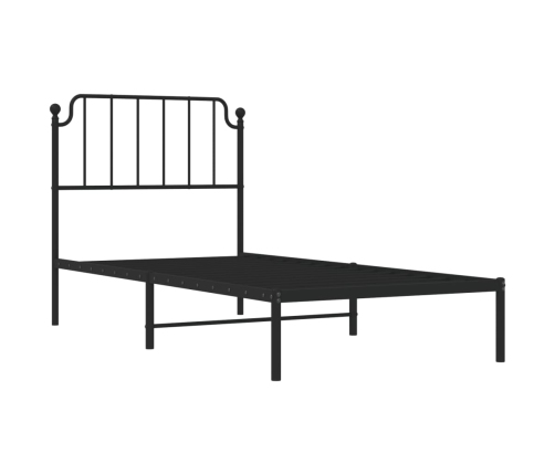 Estructura cama sin colchón con cabecero metal negro 90x190 cm