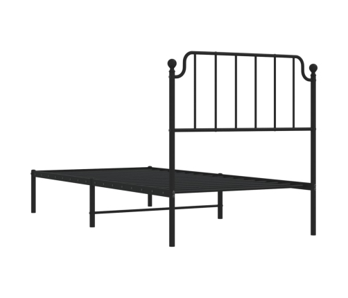 Estructura cama sin colchón con cabecero metal negro 90x190 cm