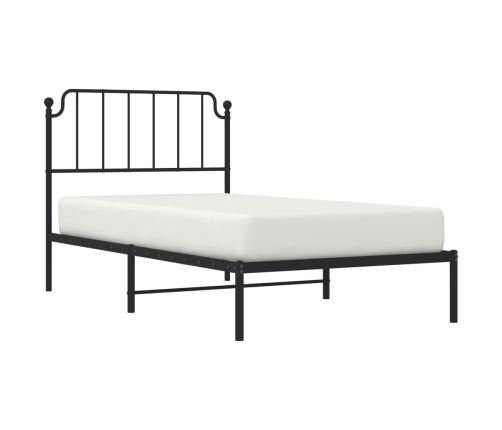Estructura cama sin colchón con cabecero metal negro 100x200 cm