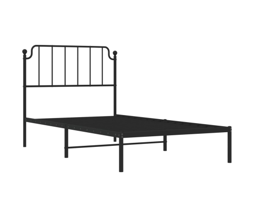 Estructura cama sin colchón con cabecero metal negro 100x200 cm