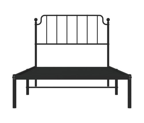 Estructura cama sin colchón con cabecero metal negro 100x200 cm