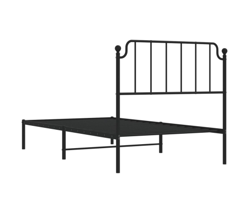 Estructura cama sin colchón con cabecero metal negro 100x200 cm