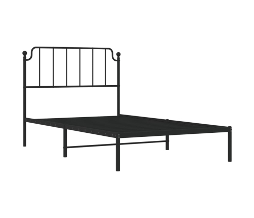 Estructura cama sin colchón con cabecero metal negro 107x203 cm