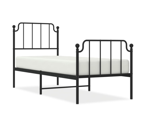 Estructura cama sin colchón con estribo metal negro 75x190 cm