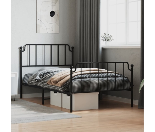 Estructura cama sin colchón con estribo metal negro 107x203 cm