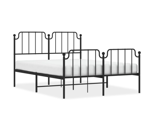 vidaXL Estructura de cama con cabecero y estribo metal negro 140x190cm