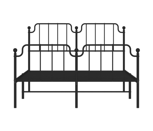 vidaXL Estructura de cama con cabecero y estribo metal negro 140x190cm