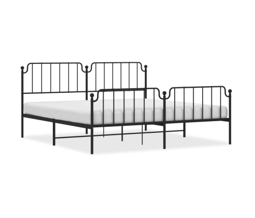 Estructura de cama cabecero y estribo metal negro 200x200 cm