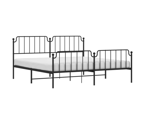 Estructura de cama cabecero y estribo metal negro 200x200 cm