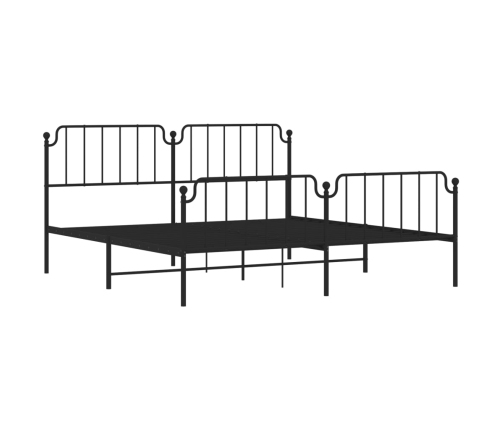 Estructura de cama cabecero y estribo metal negro 200x200 cm