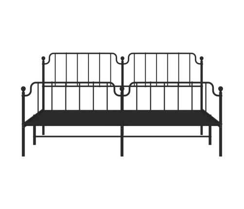 Estructura de cama cabecero y estribo metal negro 200x200 cm