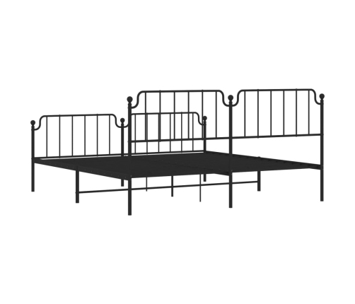 Estructura de cama cabecero y estribo metal negro 200x200 cm