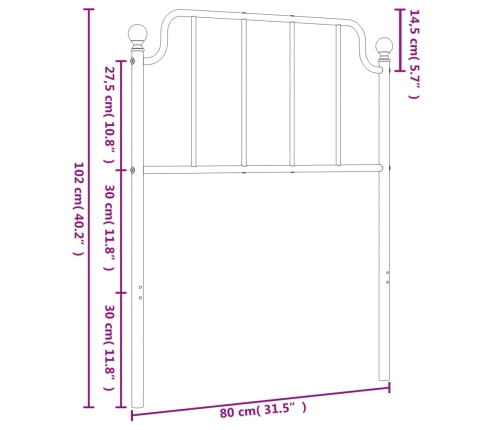 Cabecero de metal negro 75 cm