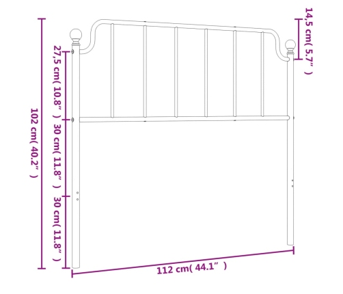 Cabecero de metal negro 107 cm