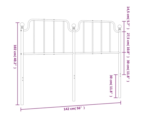 Cabecero de metal negro 135 cm