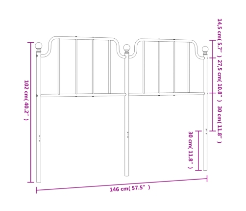 Cabecero de metal negro 140 cm