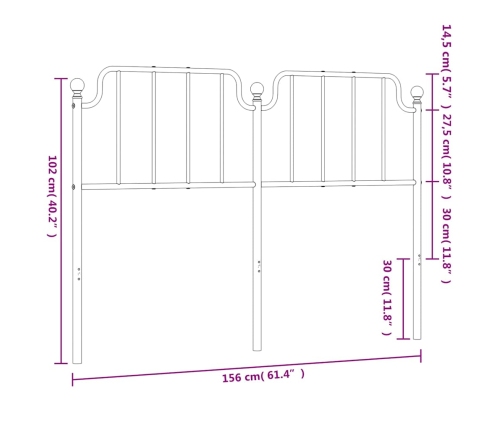 Cabecero de metal negro 150 cm