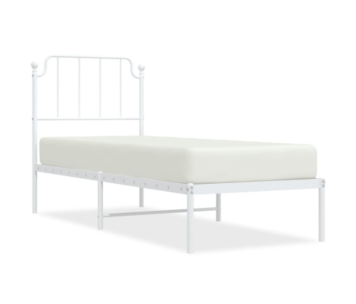 Estructura cama sin colchón con cabecero metal blanco 75x190 cm