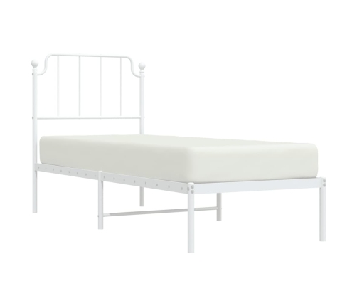 Estructura cama sin colchón con cabecero metal blanco 75x190 cm