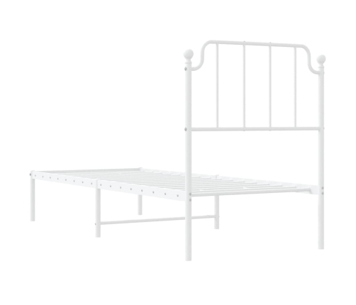 Estructura cama sin colchón con cabecero metal blanco 75x190 cm