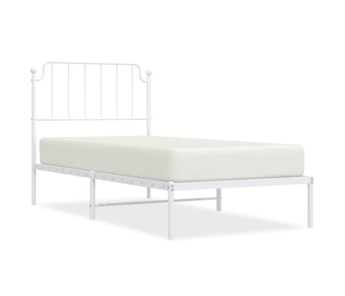 Estructura cama sin colchón con cabecero metal blanco 90x190 cm