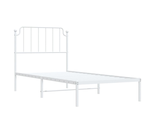 Estructura cama sin colchón con cabecero metal blanco 90x190 cm