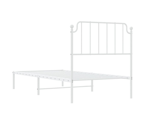 Estructura cama sin colchón con cabecero metal blanco 90x190 cm