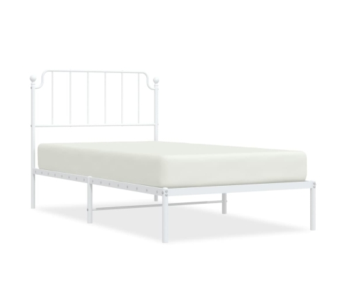 Estructura cama sin colchón con cabecero metal blanco 100x190cm