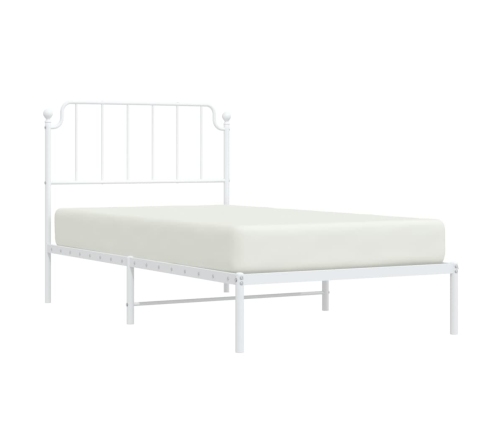 Estructura cama sin colchón con cabecero metal blanco 100x190cm