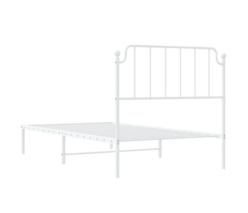 Estructura cama sin colchón con cabecero metal blanco 100x190cm