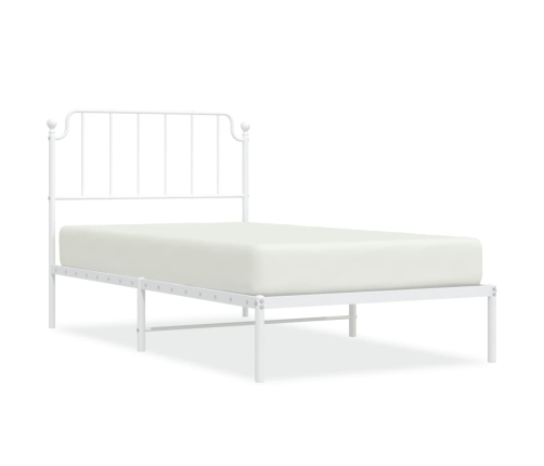 Estructura cama sin colchón con cabecero metal blanco 100x200cm