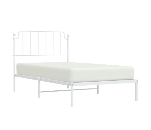 Estructura cama sin colchón con cabecero metal blanco 100x200cm