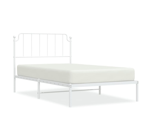 Estructura cama sin colchón con cabecero metal blanco 107x203cm