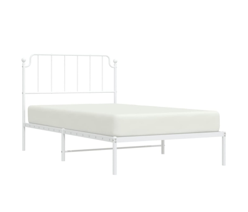 Estructura cama sin colchón con cabecero metal blanco 107x203cm