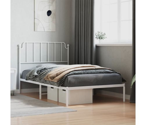 Estructura cama sin colchón con cabecero metal blanco 107x203cm