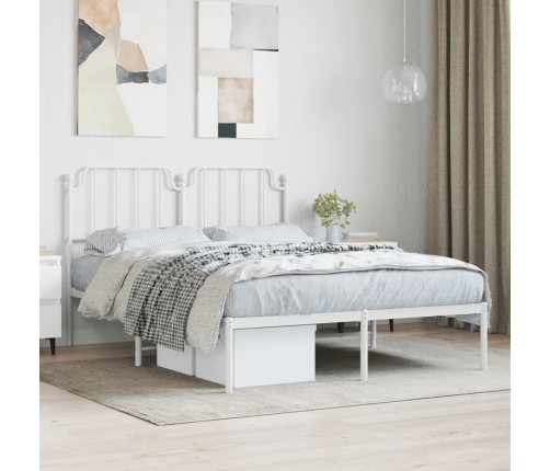 Estructura cama sin colchón con cabecero metal blanco 135x190cm