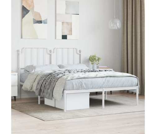 Estructura cama sin colchón con cabecero metal blanco 140x190cm