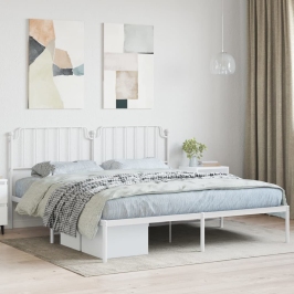 Estructura cama sin colchón con cabecero metal blanco 160x200cm