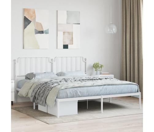 Estructura cama sin colchón con cabecero metal blanco 160x200cm
