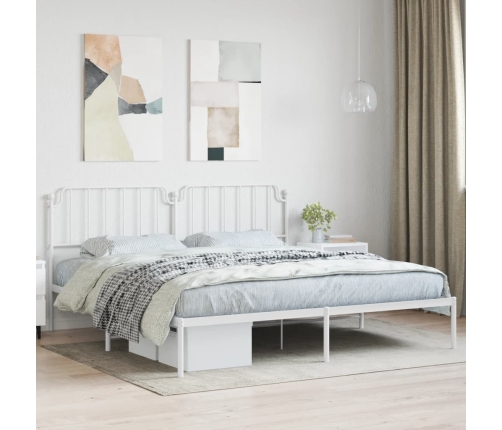 Estructura cama sin colchón con cabecero metal blanco 193x203cm