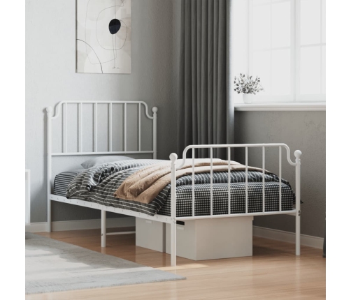 Estructura cama sin colchón con estribo metal blanco 90x190 cm