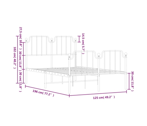 Estructura cama sin colchón con estribo metal blanco 120x190 cm