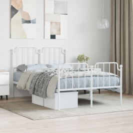 Estructura cama sin colchón con estribo metal blanco 120x190 cm