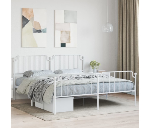 Estructura cama sin colchón con estribo metal blanco 183x213 cm